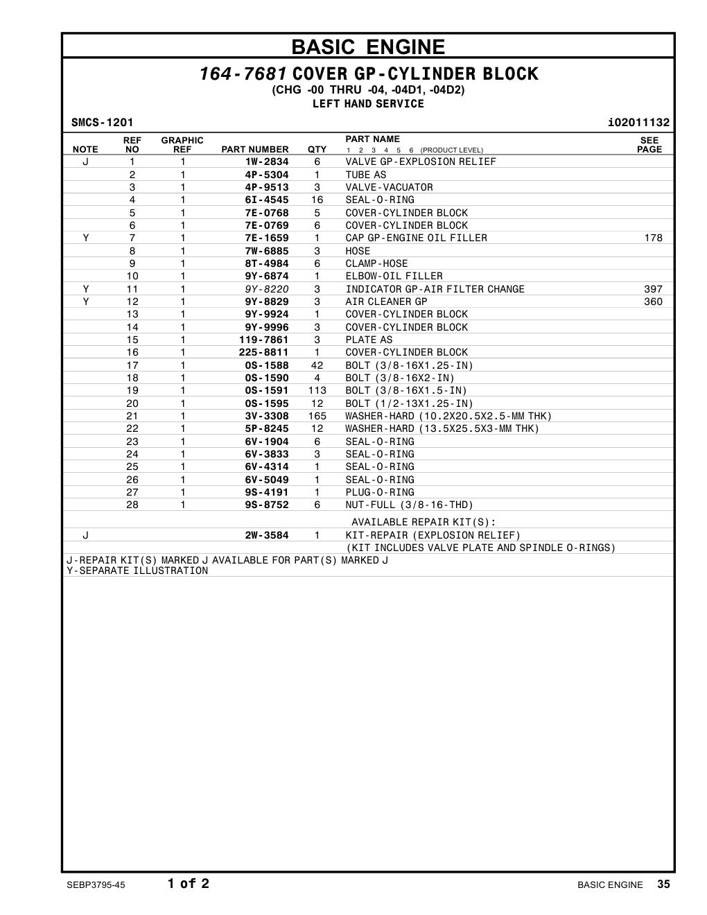 9Y-8829 AIRCLEANERGP CAT parts manual diagram