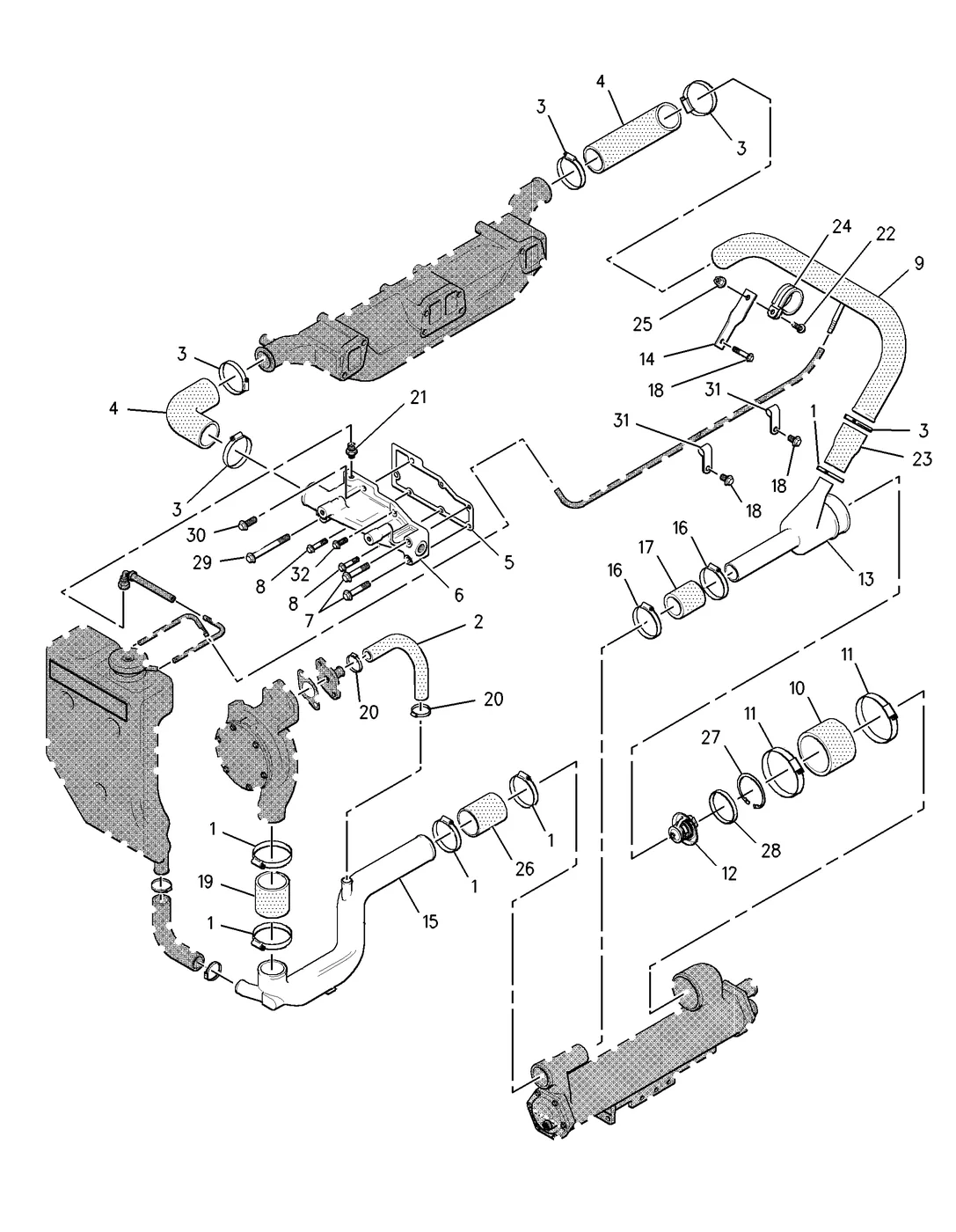 3056 · COOLING SYSTEM · 210-6524 CAT parts diagram