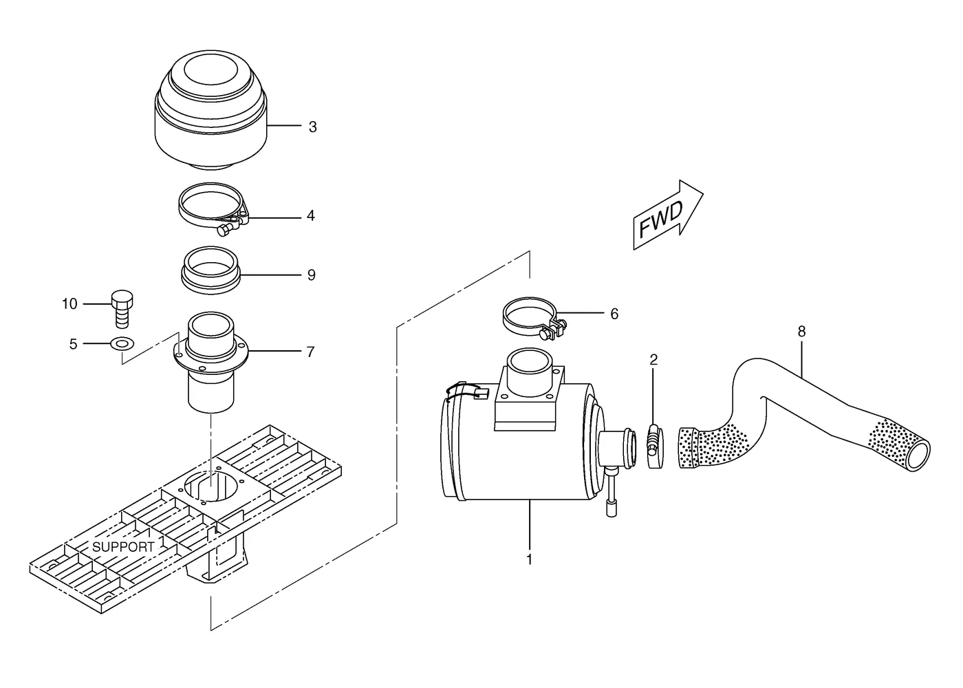 325C · AIR INLET AND EXHAUST SYSTEM · 183-8092 CAT parts diagram