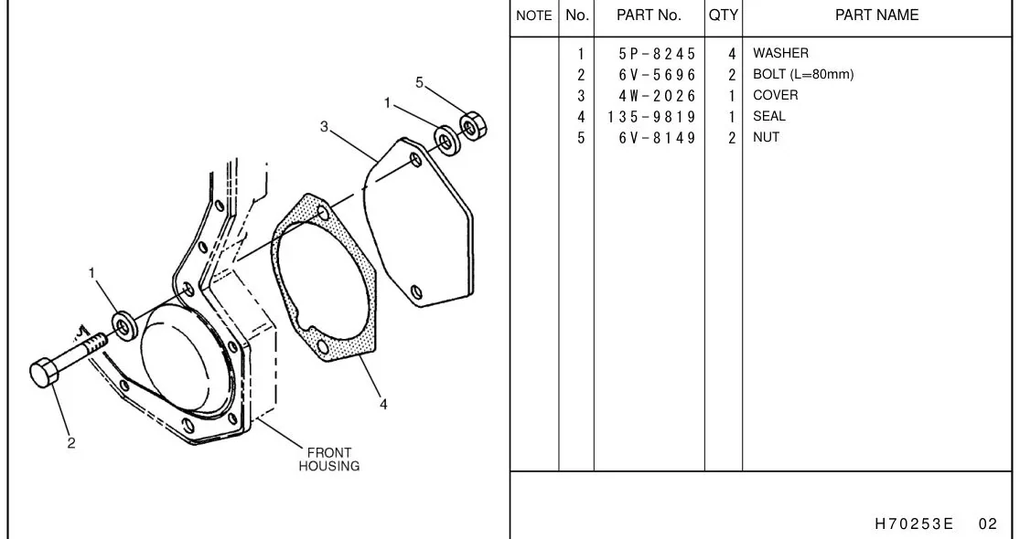 325C 6V8149 parts diagram