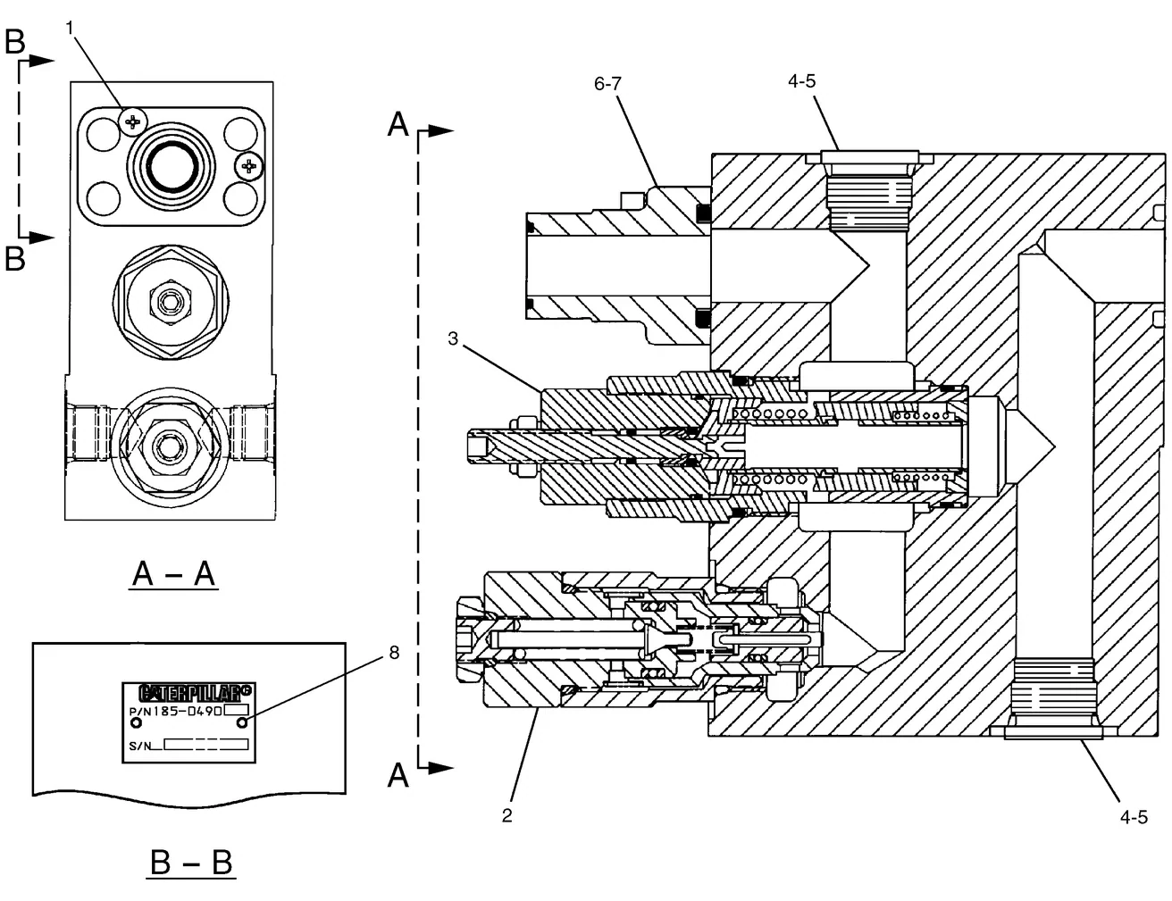 325C · HYDRAULIC SYSTEM · 185-0490 CAT parts diagram