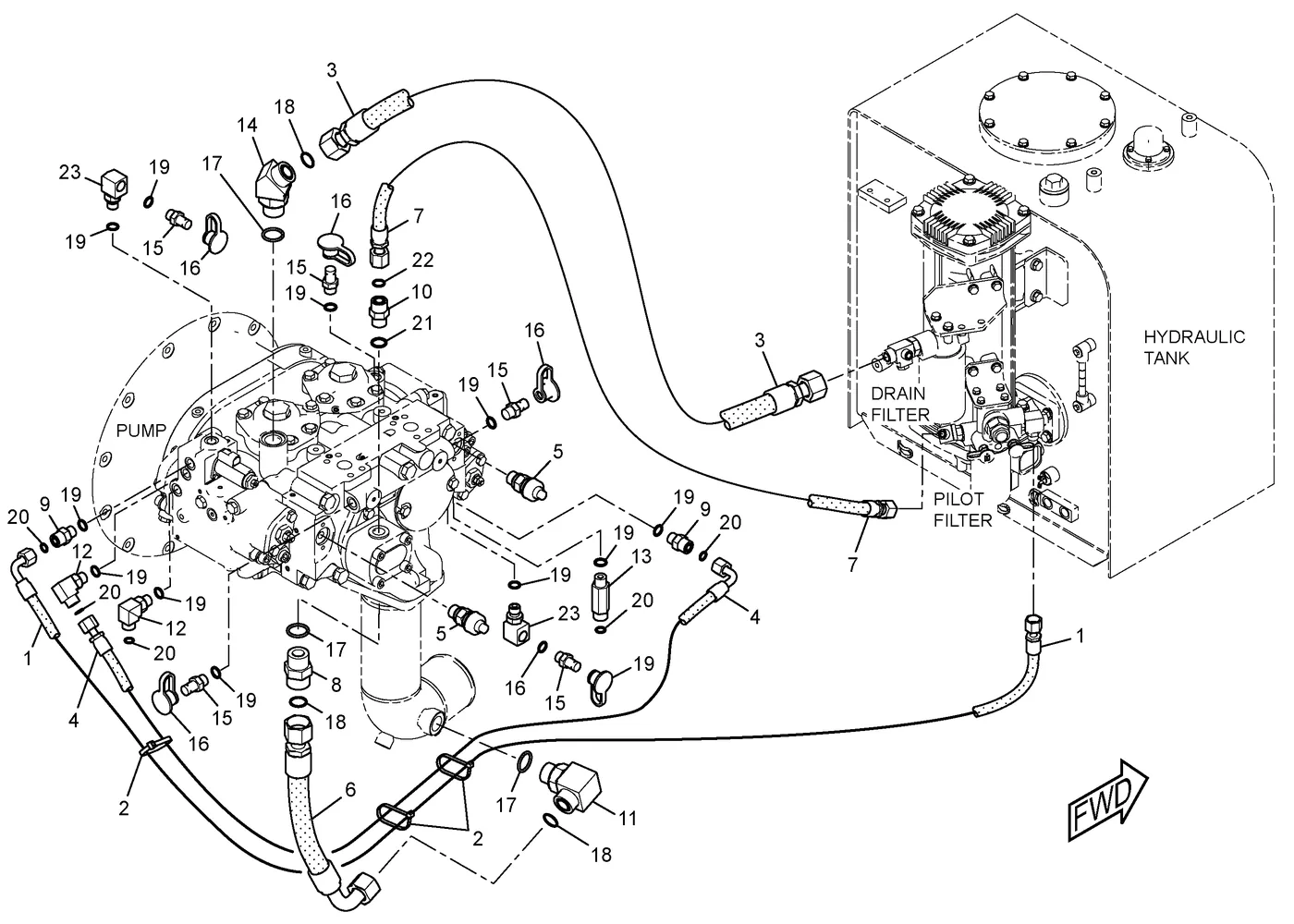 325D · HYDRAULIC SYSTEM · 248-9829 CAT parts diagram