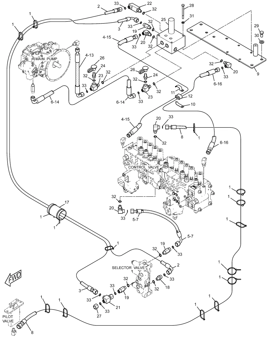 325D · HYDRAULIC SYSTEM · 255-1801 CAT parts diagram