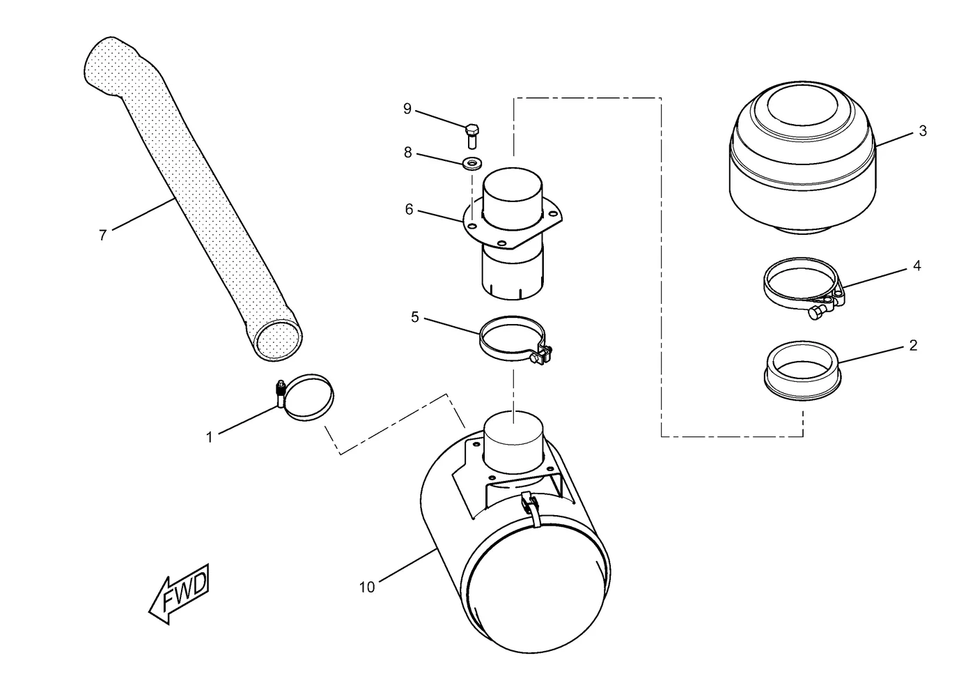 325D · AIR INLET AND EXHAUST SYSTEM · 233-1127 CAT parts diagram