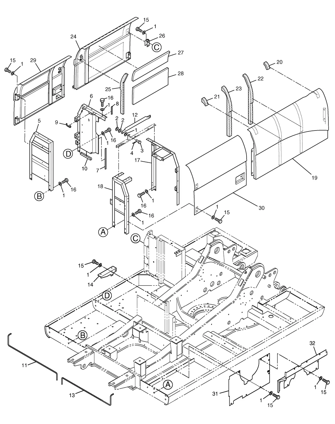 330C · FRAME AND BODY · 190-7170 CAT parts diagram