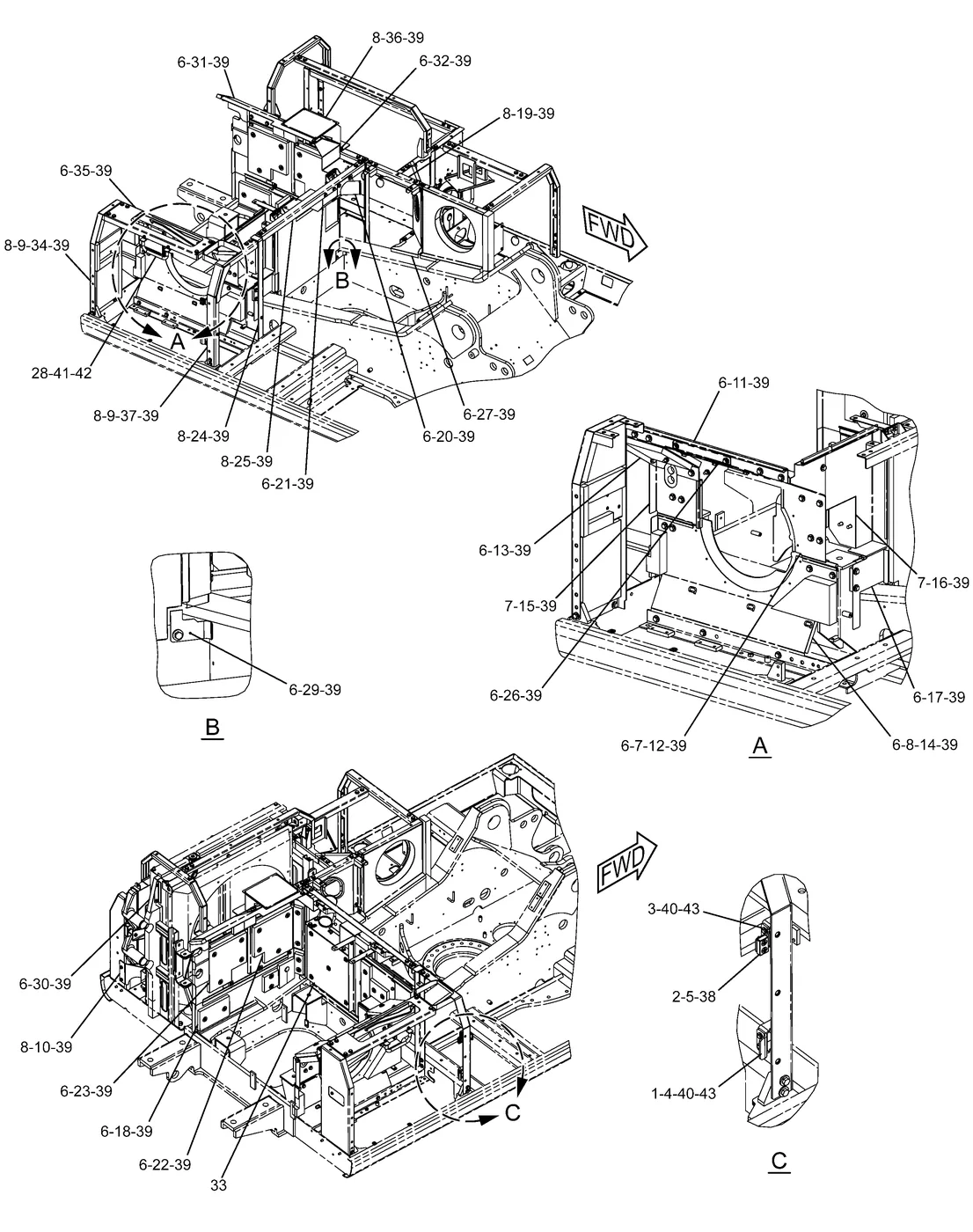 330D · FRAME AND BODY · 278-3810 CAT parts diagram