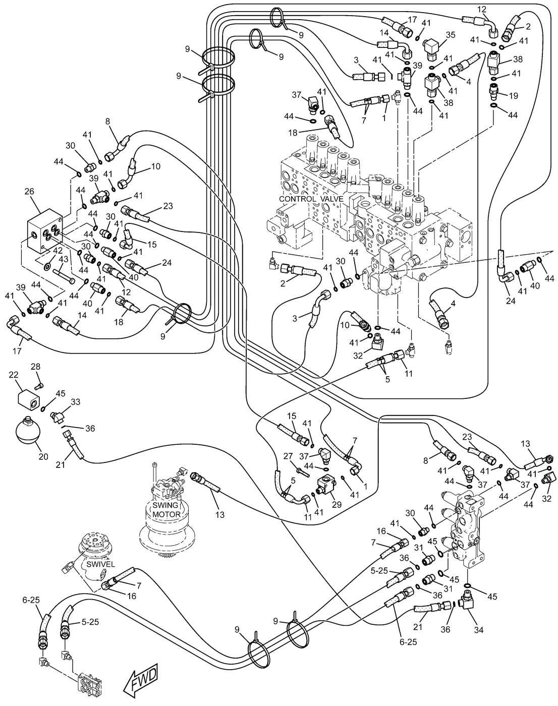 330D · HYDRAULIC SYSTEM · 255-2082 CAT parts diagram