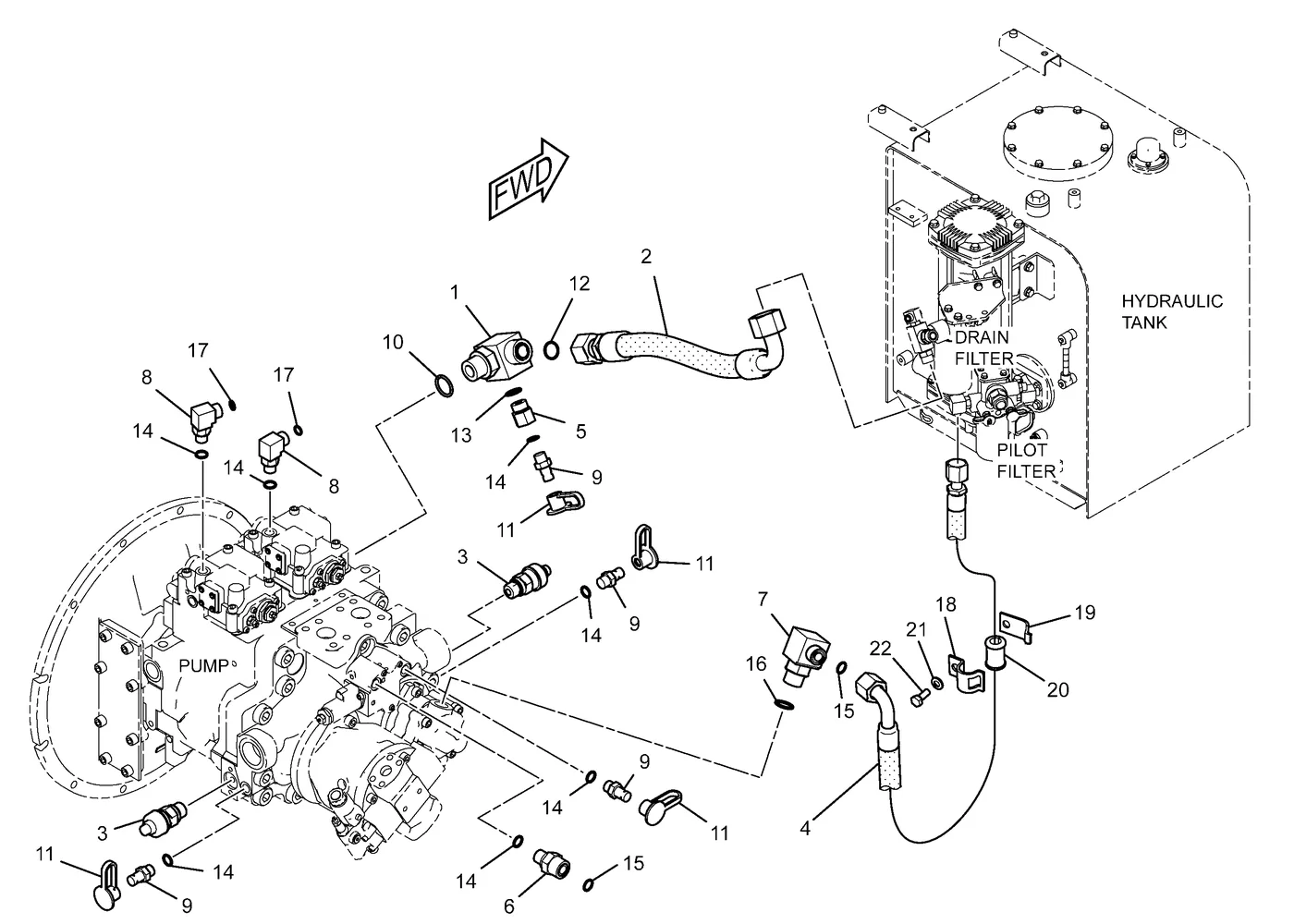 330D · HYDRAULIC SYSTEM · 260-7854 CAT parts diagram