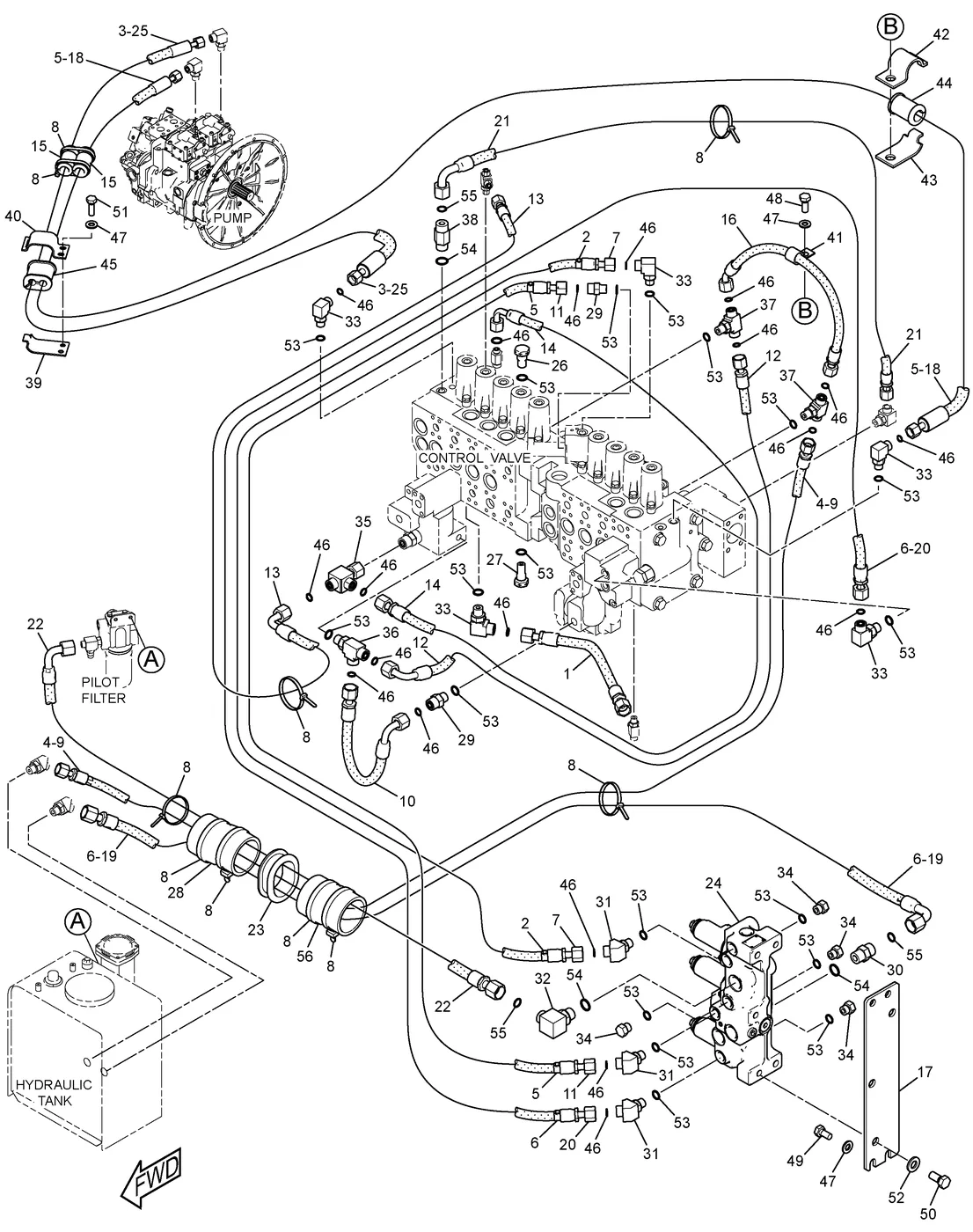 330D · HYDRAULIC SYSTEM · 248-9843 CAT parts diagram