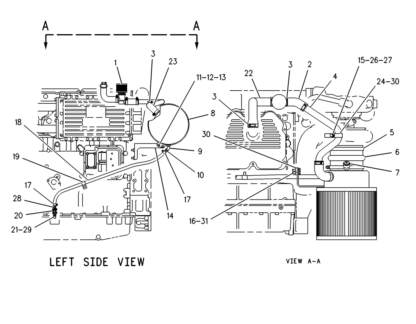 3406E · AIR INLET AND EXHAUST SYSTEM · 131-0126 CAT parts diagram