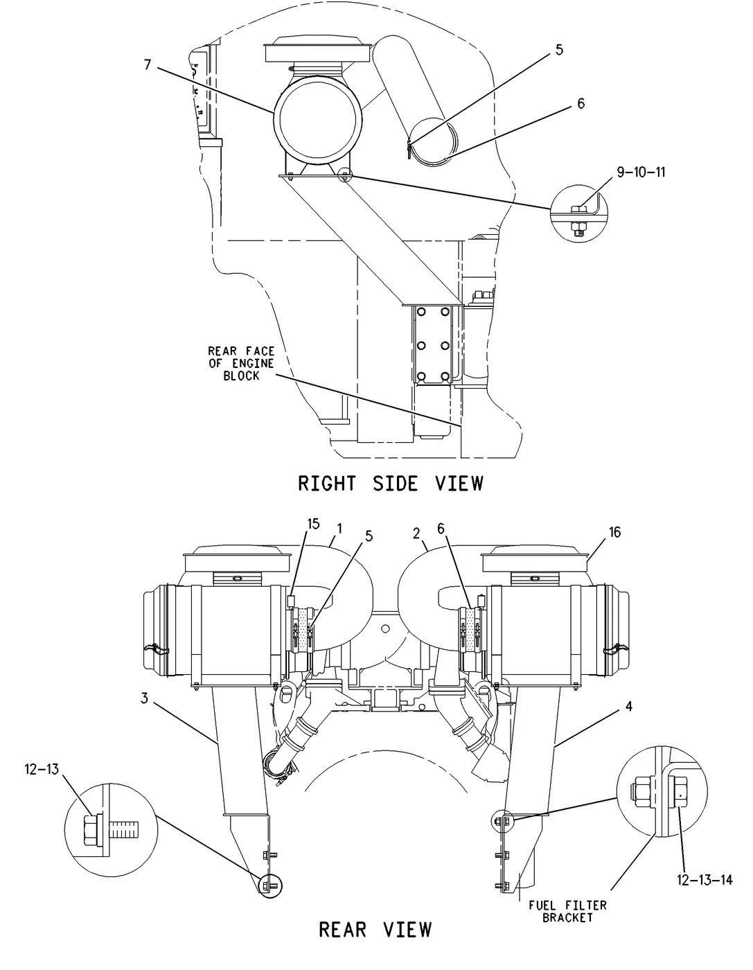3412C · AIR INLET AND EXHAUST SYSTEM · 167-9154 CAT parts diagram