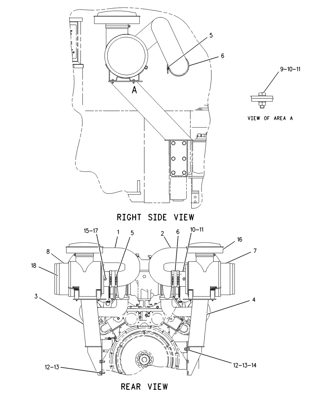 3412C · AIR INLET AND EXHAUST SYSTEM · 167-9158 CAT parts diagram