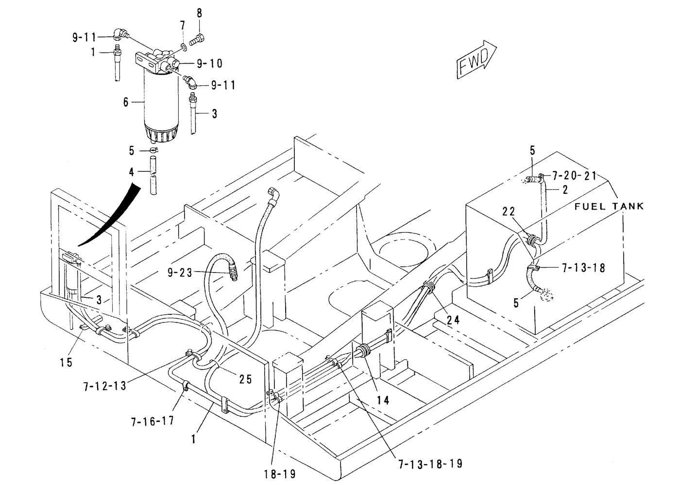 345B · FUEL SYSTEM · 126-6325 CAT parts diagram