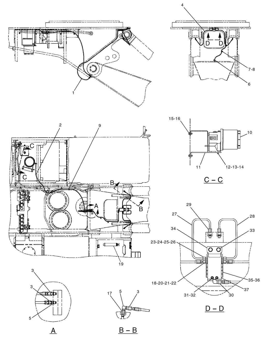 345B · FRAME AND BODY · 143-9565 CAT parts diagram