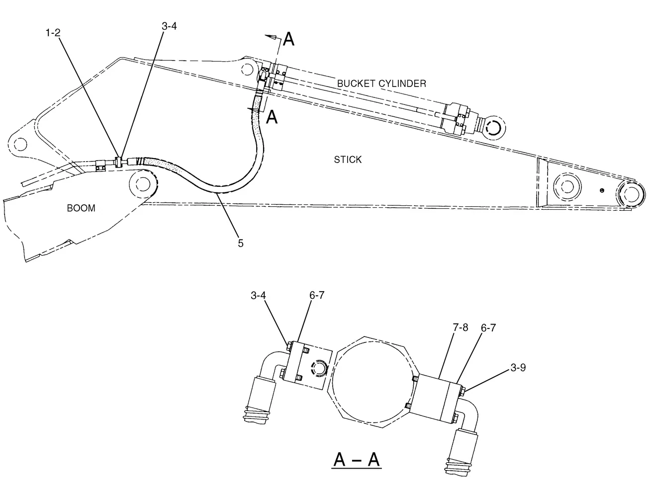 345B · HYDRAULIC SYSTEM · 128-7445 CAT parts diagram