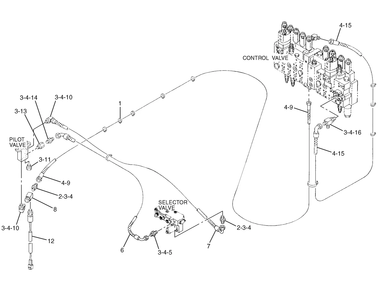 345B · HYDRAULIC SYSTEM · 128-7455 CAT parts diagram