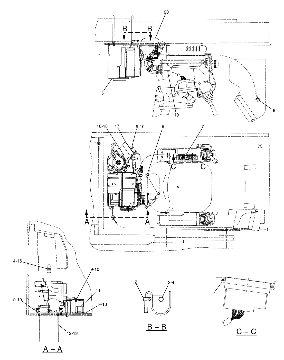 345B · OPERATOR STATION · 155-7022 CAT parts diagram