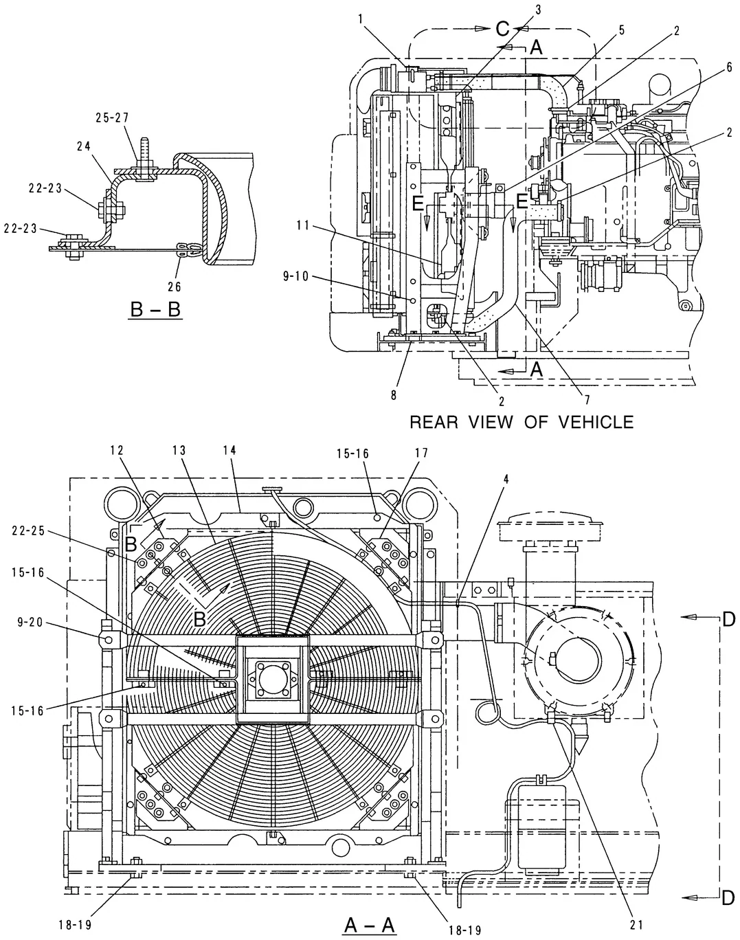 345B · COOLING SYSTEM · 124-1674 CAT parts diagram