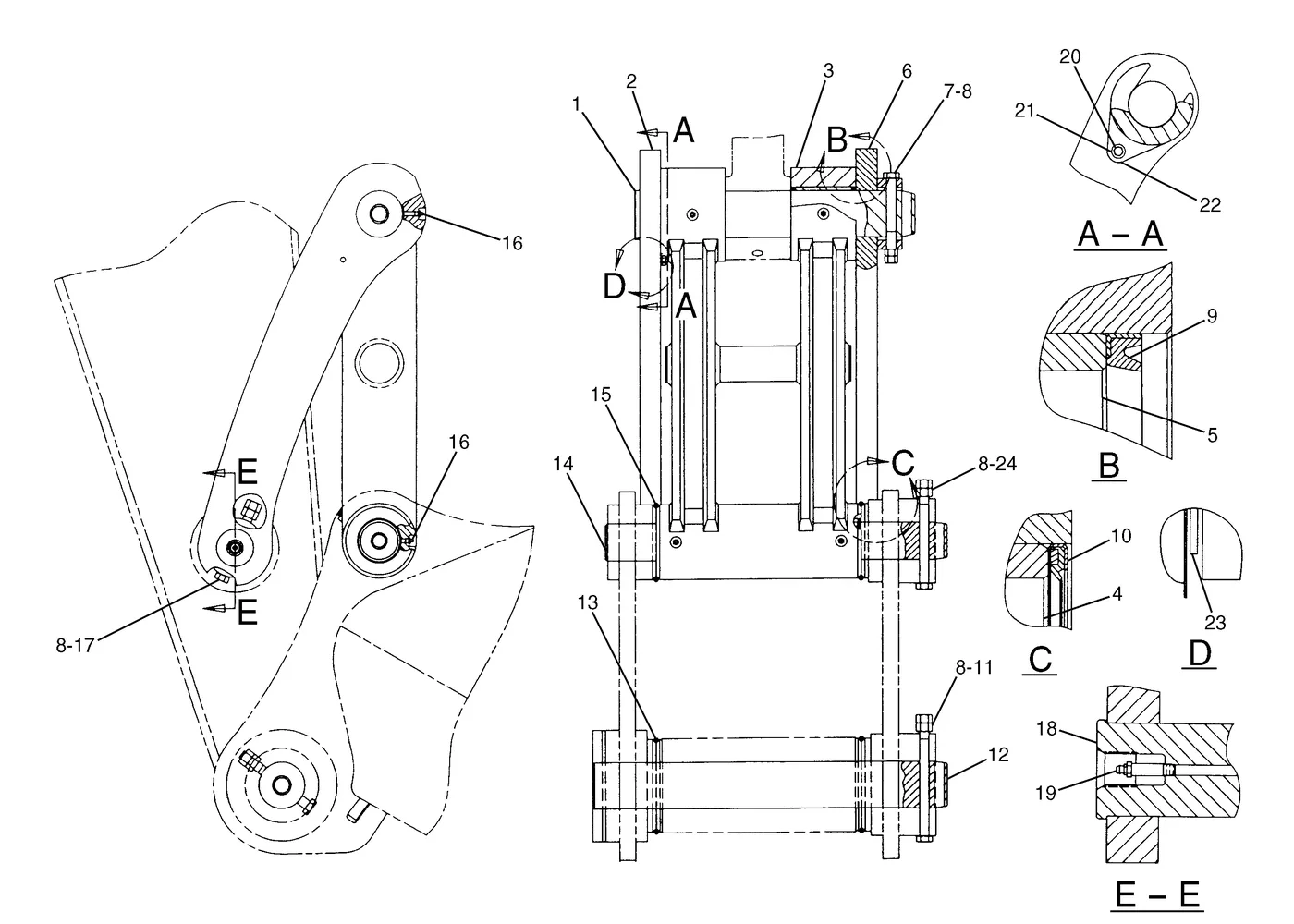 345B · IMPLEMENTS · 127-1350 CAT parts diagram