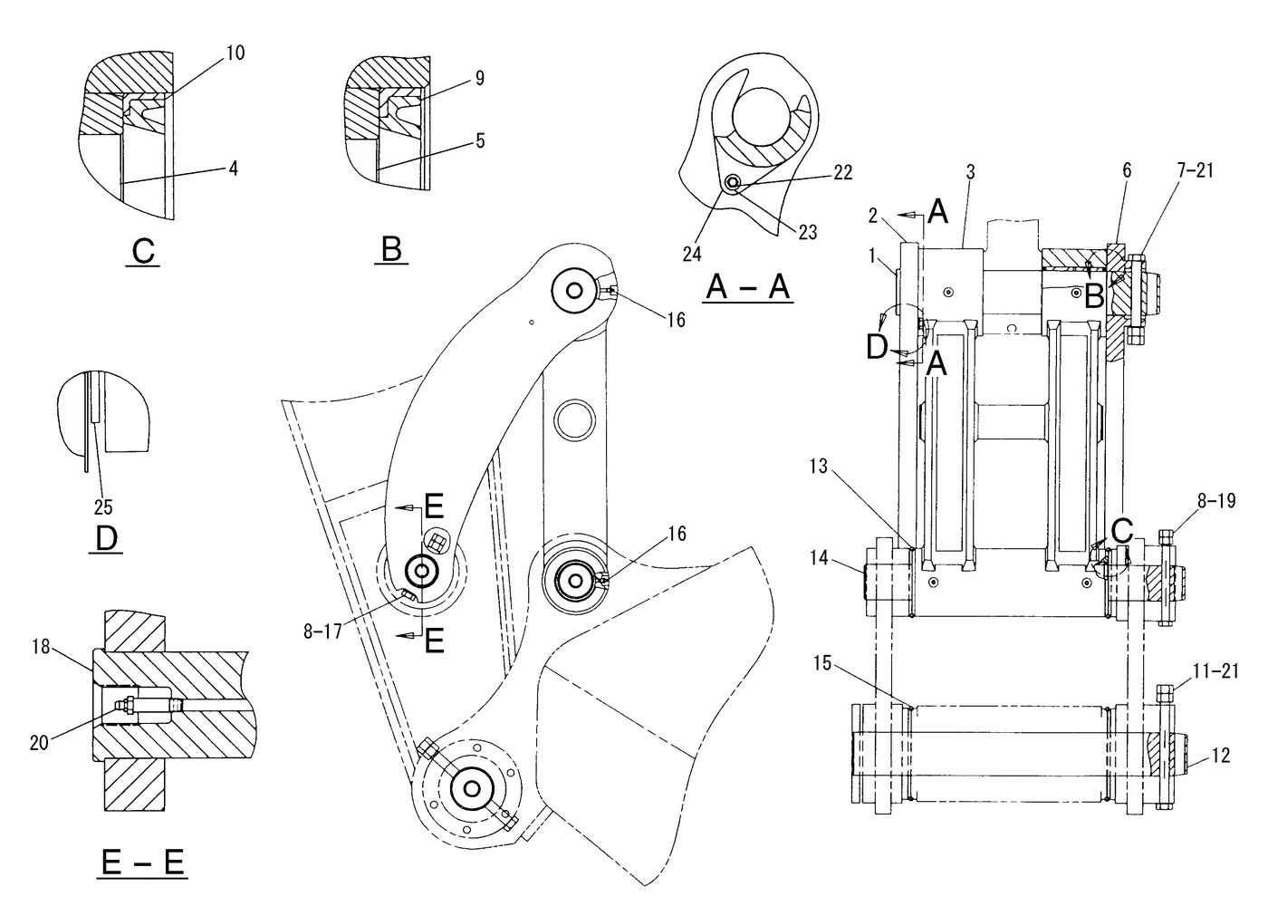 345B · IMPLEMENTS · 127-1351 CAT parts diagram