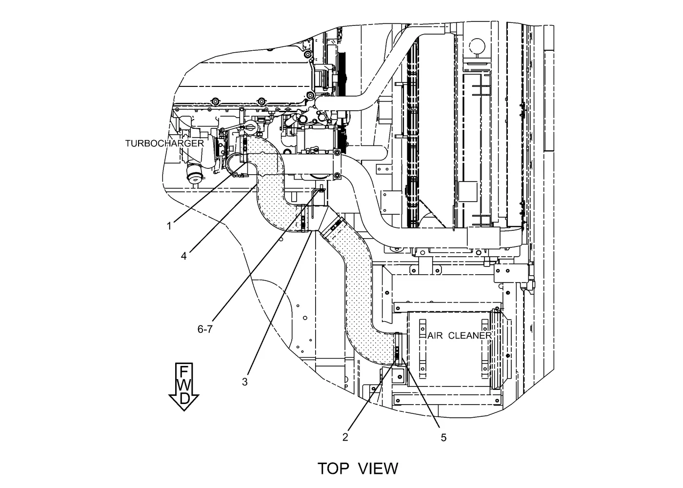 345C · AIR INLET AND EXHAUST SYSTEM · 222-8357 CAT parts diagram