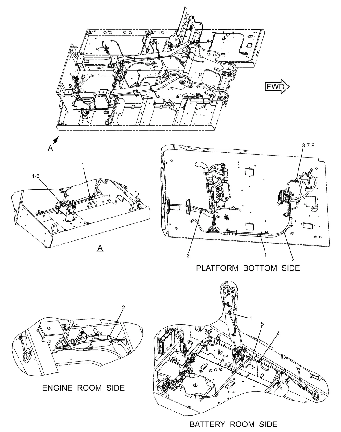 345C · ELECTRICAL AND STARTING SYSTEM · 227-7136 CAT parts diagram