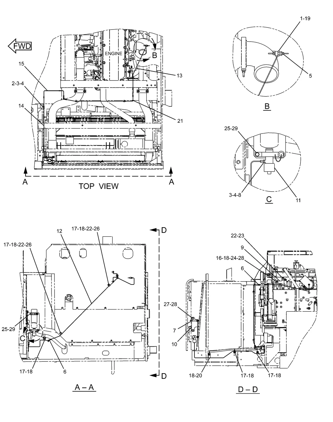 345C · ELECTRICAL AND STARTING SYSTEM · 222-8365 CAT parts diagram