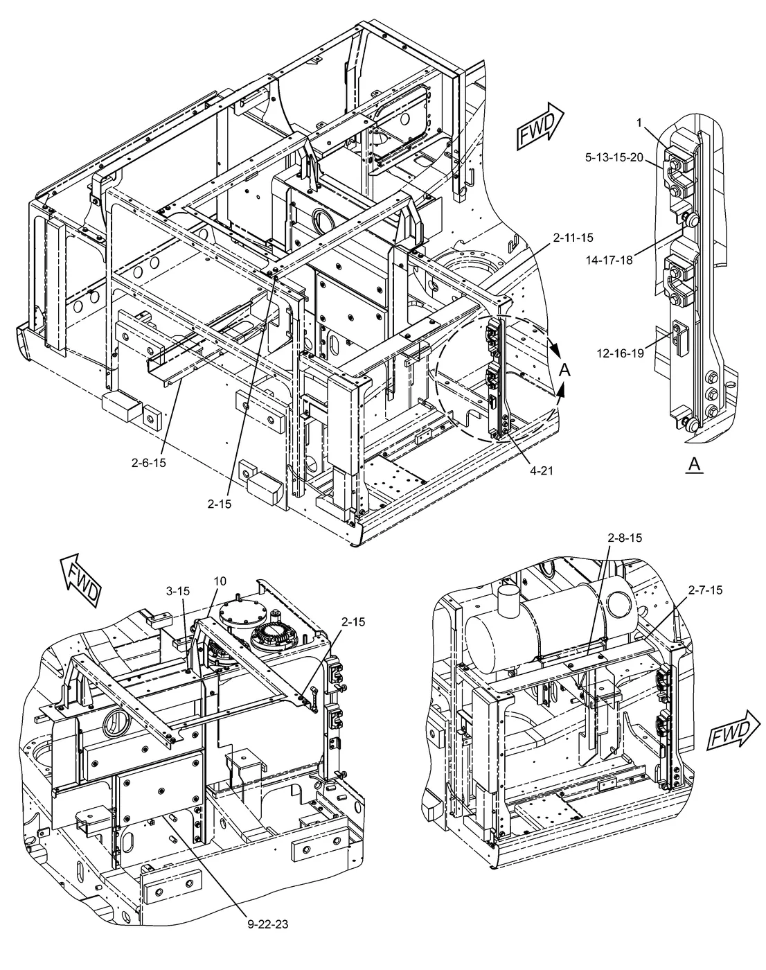 345C · FRAME AND BODY · 223-2966 CAT parts diagram