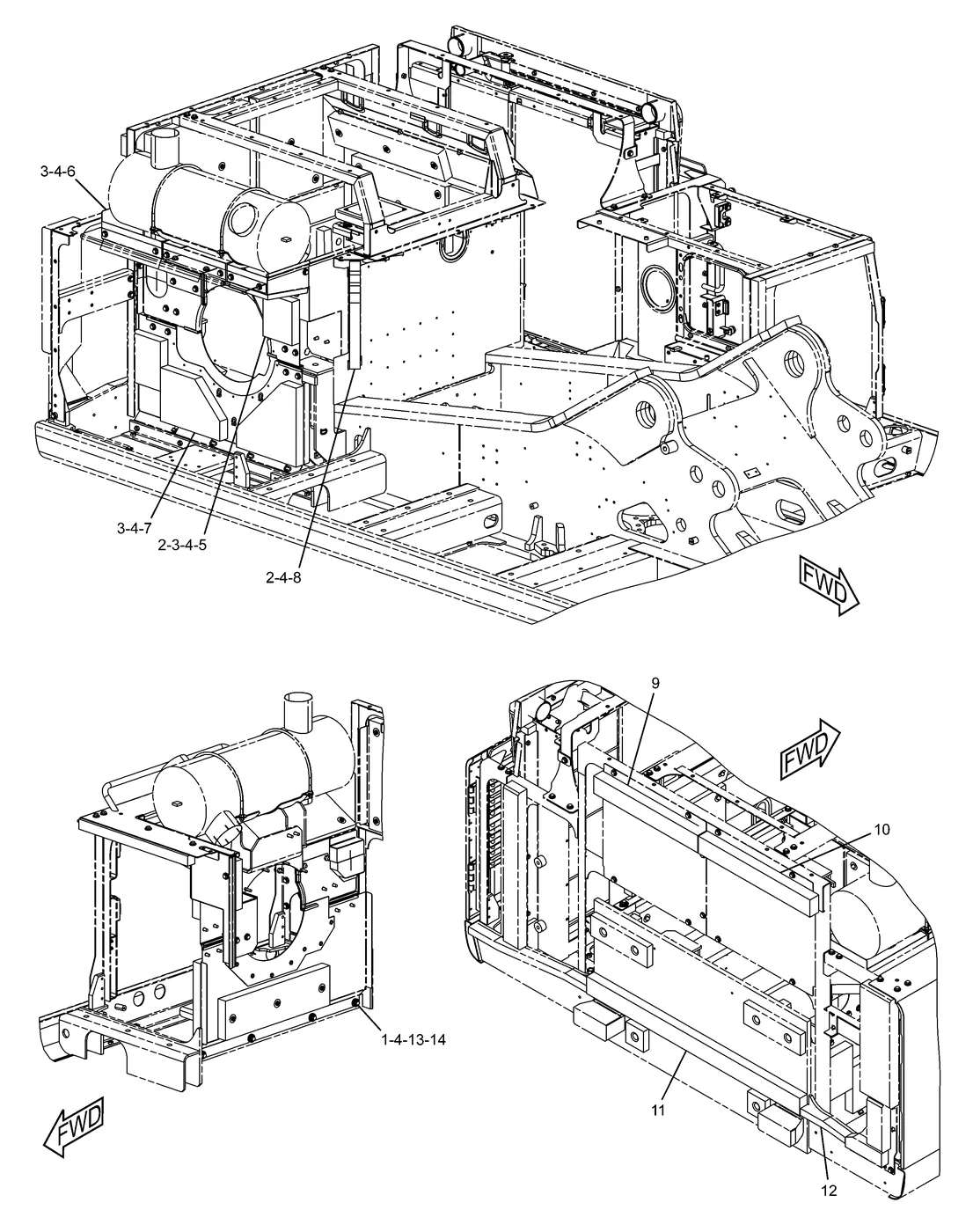 345C · FRAME AND BODY · 256-1715 CAT parts diagram