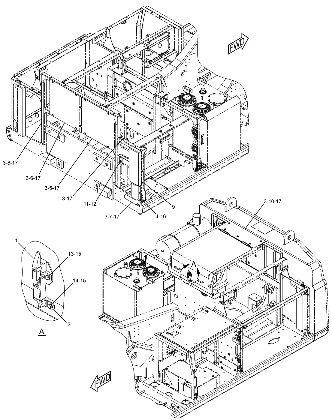345C · FRAME AND BODY · 223-3087 CAT parts diagram