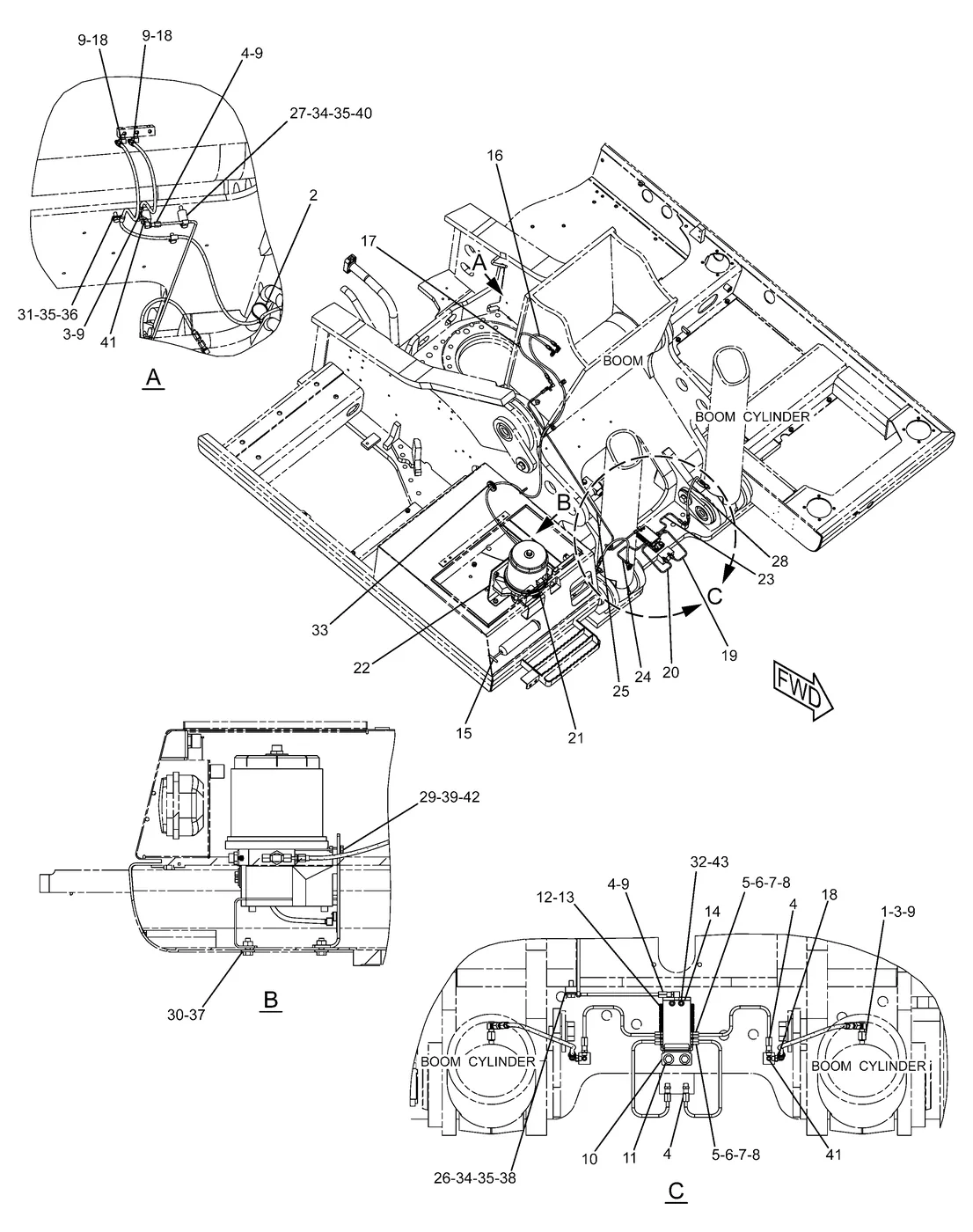 345C · FRAME AND BODY · 220-2526 CAT parts diagram