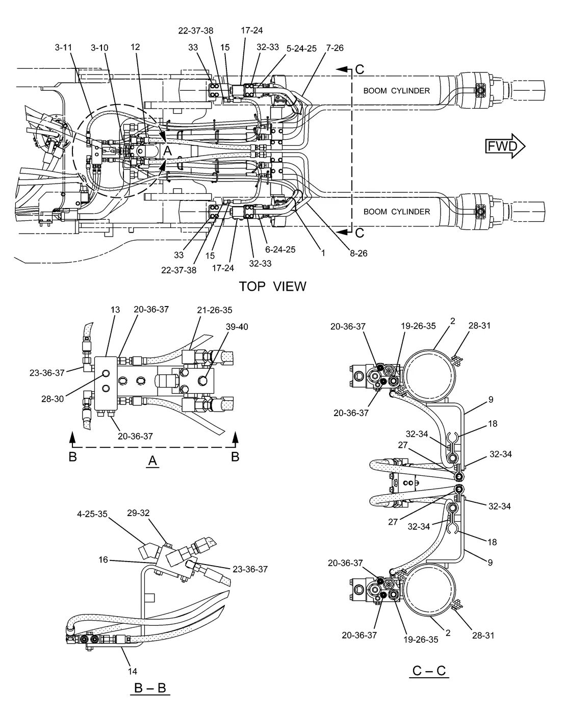 345C · HYDRAULIC SYSTEM · 227-0455 CAT parts diagram