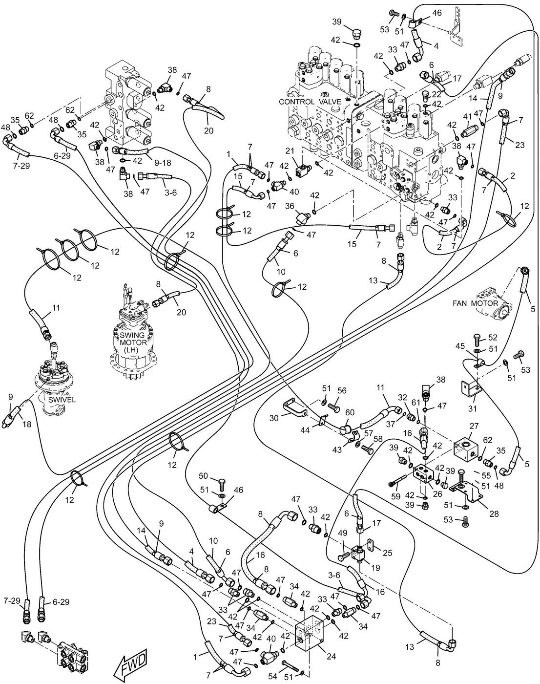 345C · HYDRAULIC SYSTEM · 227-0444 CAT parts diagram