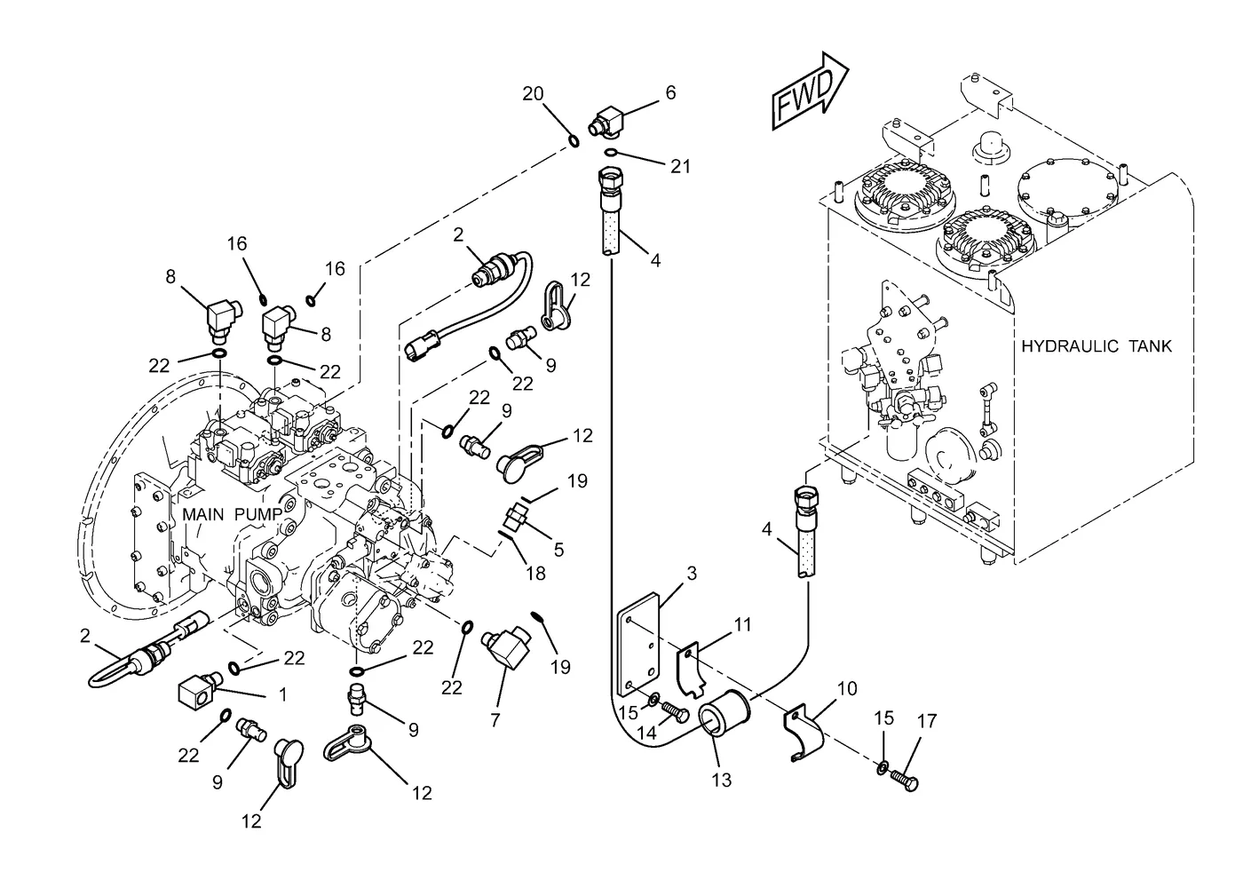 345C · HYDRAULIC SYSTEM · 227-0445 CAT parts diagram