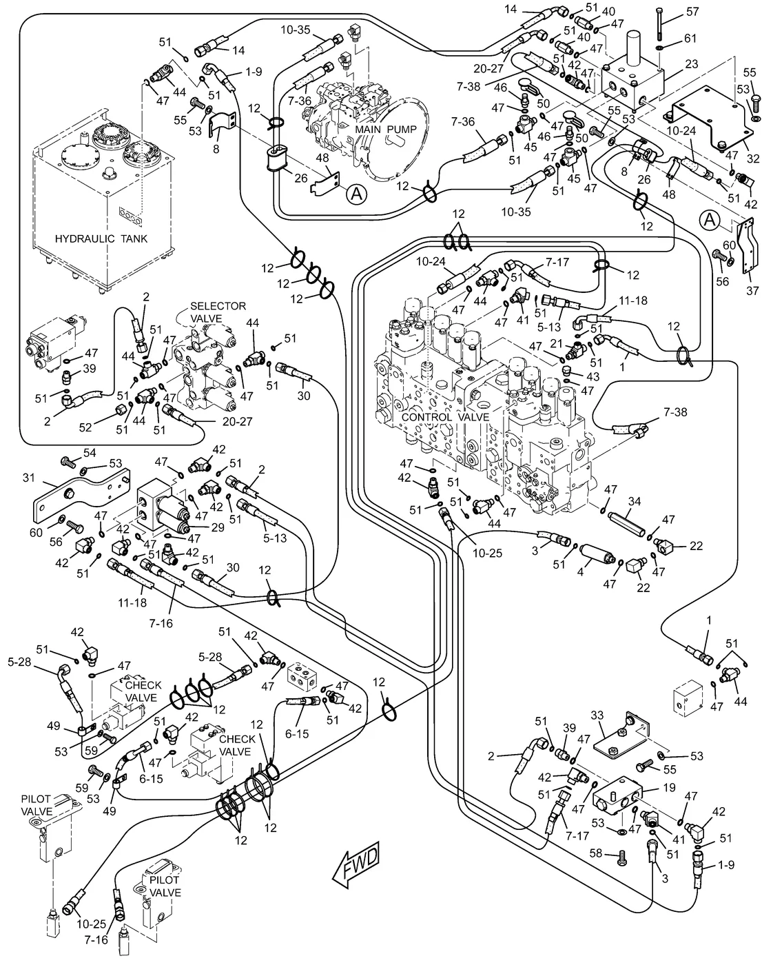 345C · HYDRAULIC SYSTEM · 248-9605 CAT parts diagram