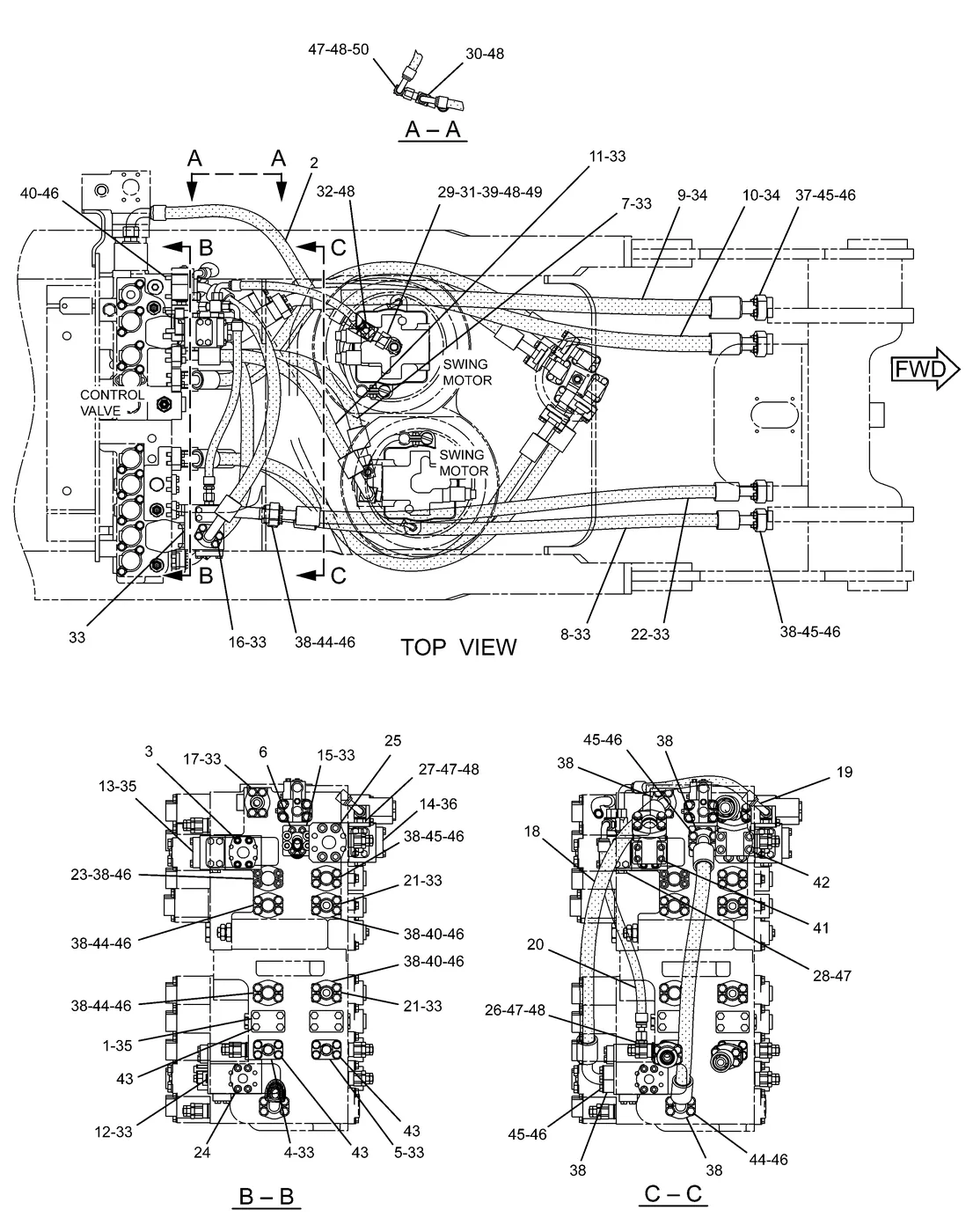 345C · HYDRAULIC SYSTEM · 248-9807 CAT parts diagram