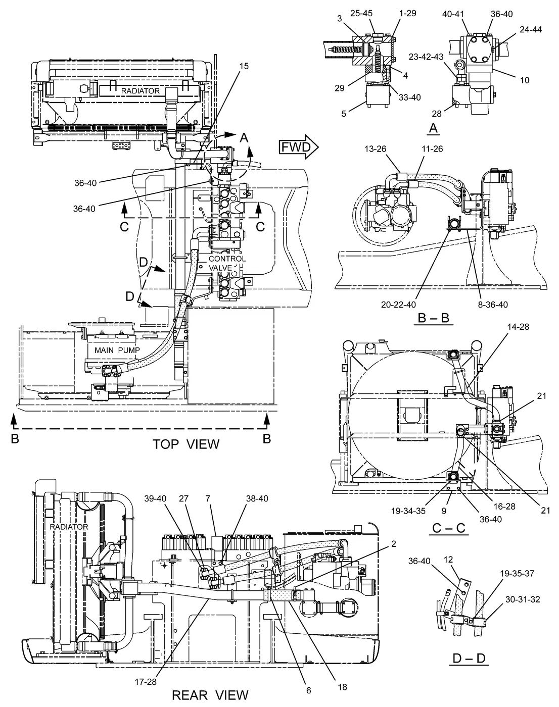 345C · HYDRAULIC SYSTEM · 239-1822 CAT parts diagram