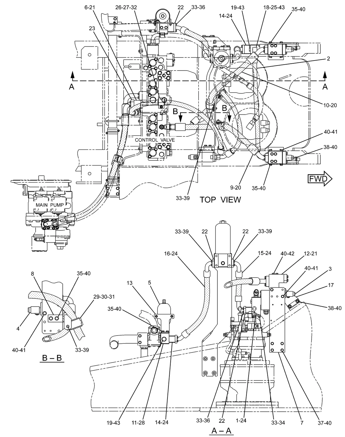 345C · HYDRAULIC SYSTEM · 227-0450 CAT parts diagram