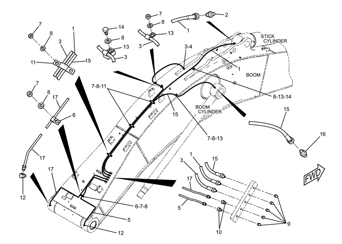 345C · IMPLEMENTS · 127-1343 CAT parts diagram