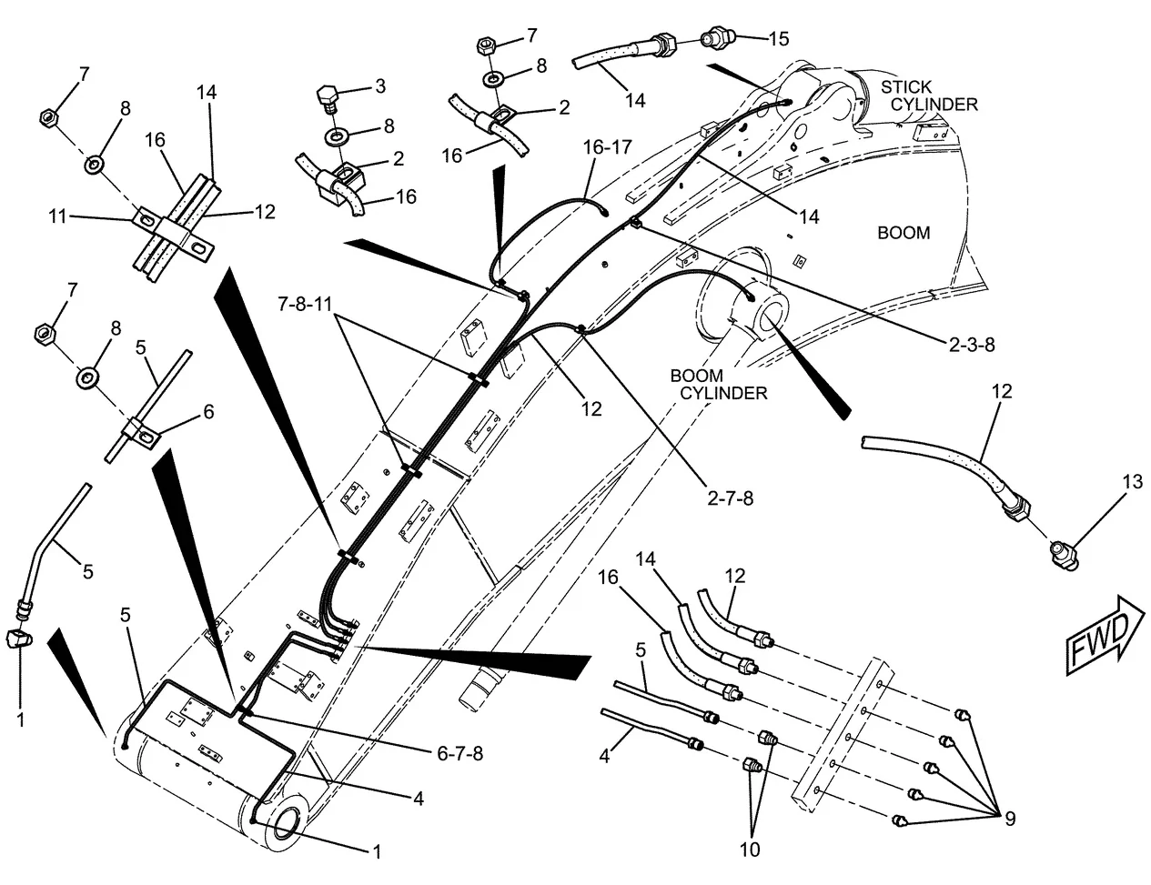 345C · IMPLEMENTS · 127-1347 CAT parts diagram