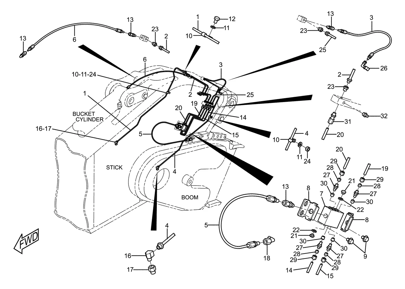 345C · IMPLEMENTS · 127-1397 CAT parts diagram