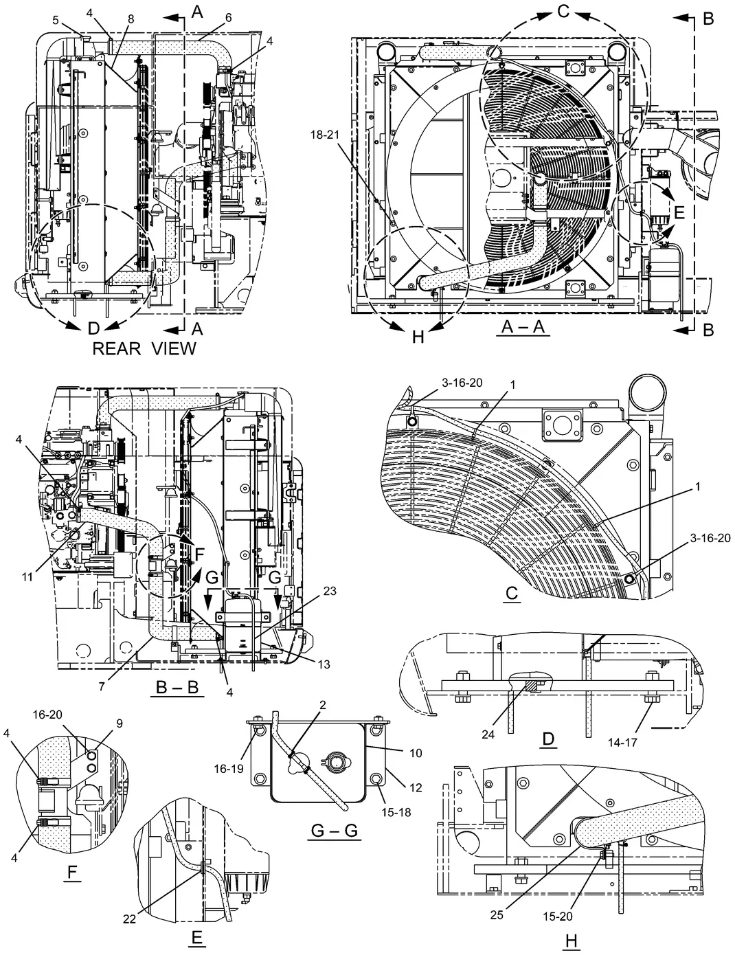 345C · COOLING SYSTEM · 210-8161 CAT parts diagram