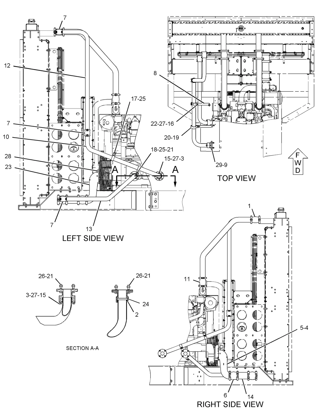 3516B · COOLING SYSTEM · 249-0309 CAT parts diagram