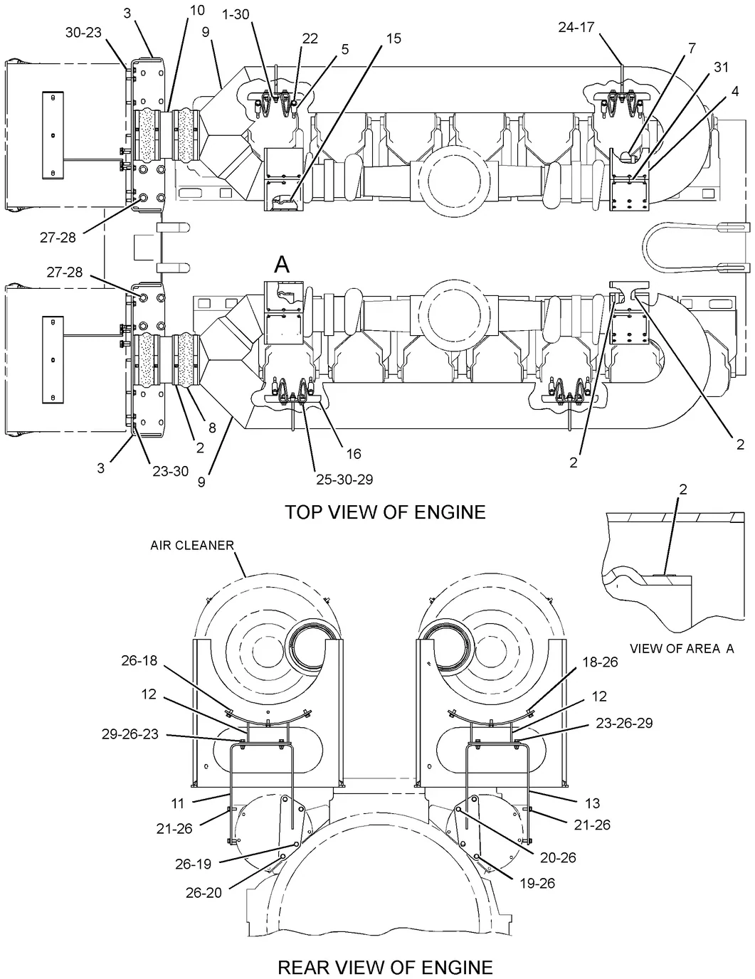 3516B · AIR INLET AND EXHAUST SYSTEM · 115-3613 CAT parts diagram
