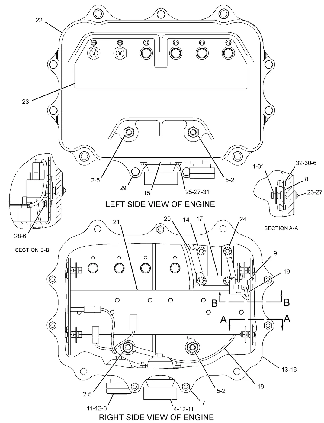 3516B · ELECTRICAL AND STARTING SYSTEM · 279-2065 CAT parts diagram