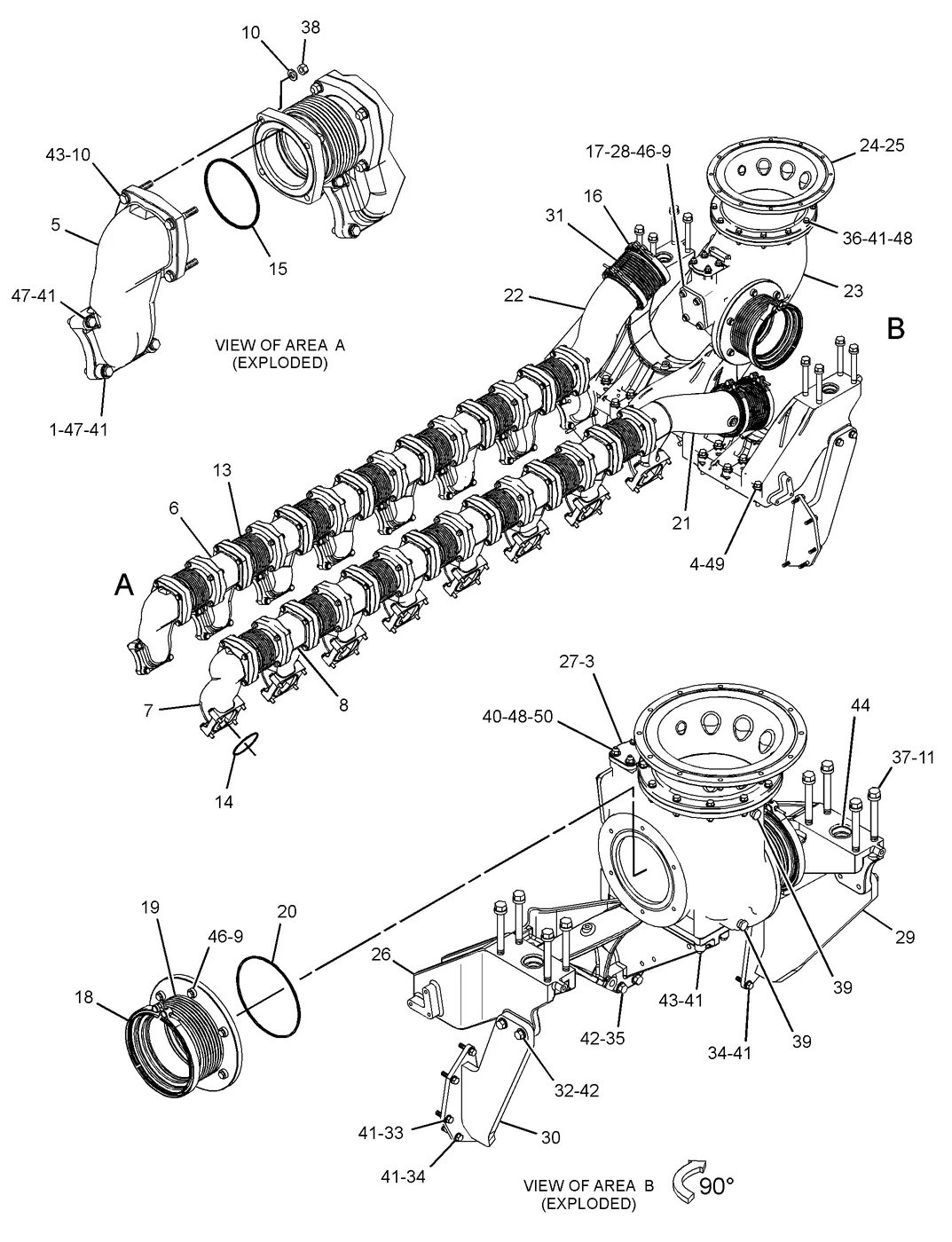 3516C · AIR INLET AND EXHAUST SYSTEM · 282-4180 CAT parts diagram