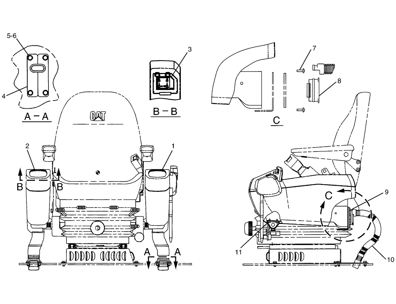 365B · OPERATOR STATION · 164-0536 CAT parts diagram