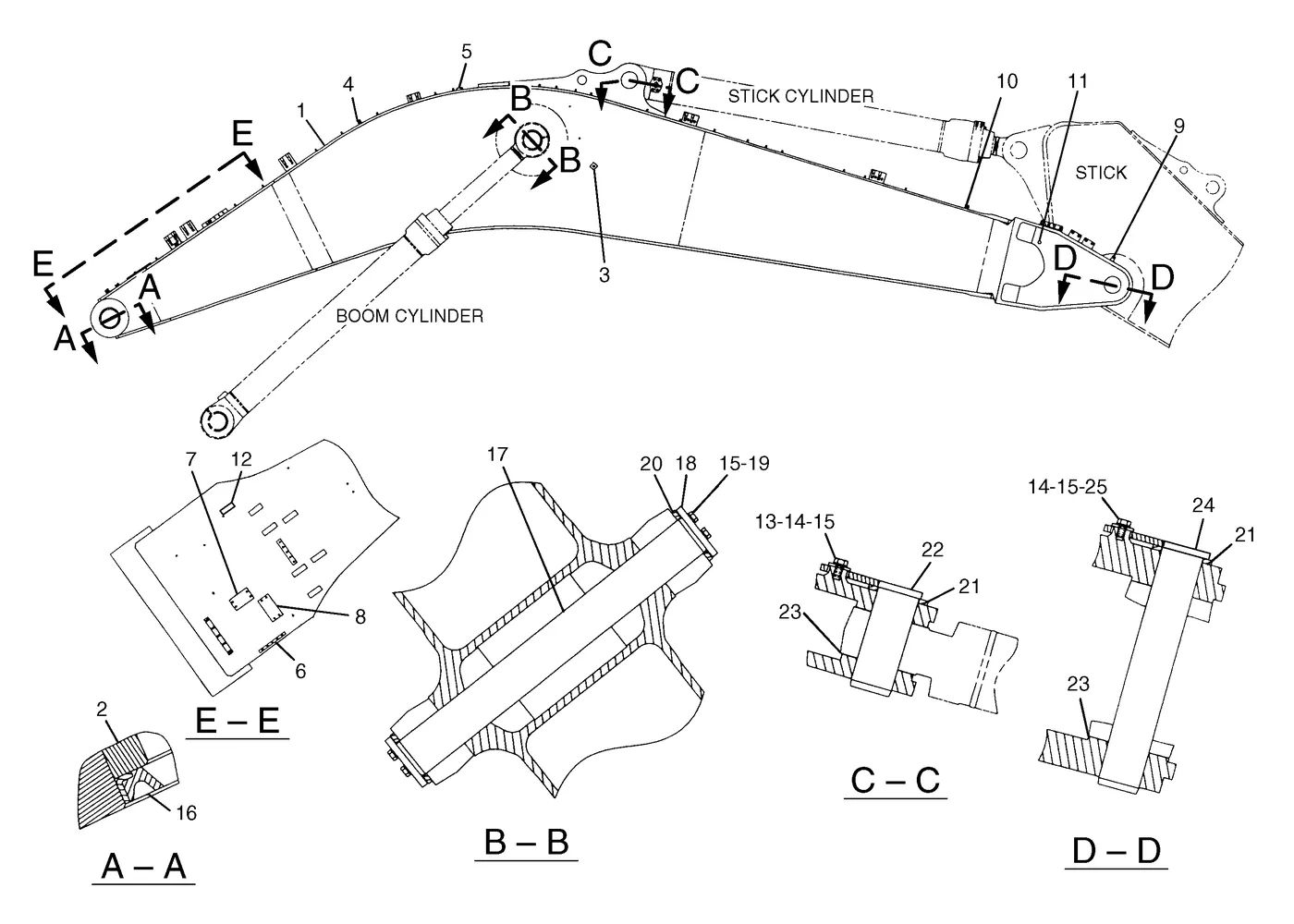 365B · IMPLEMENTS · 208-1921 CAT parts diagram