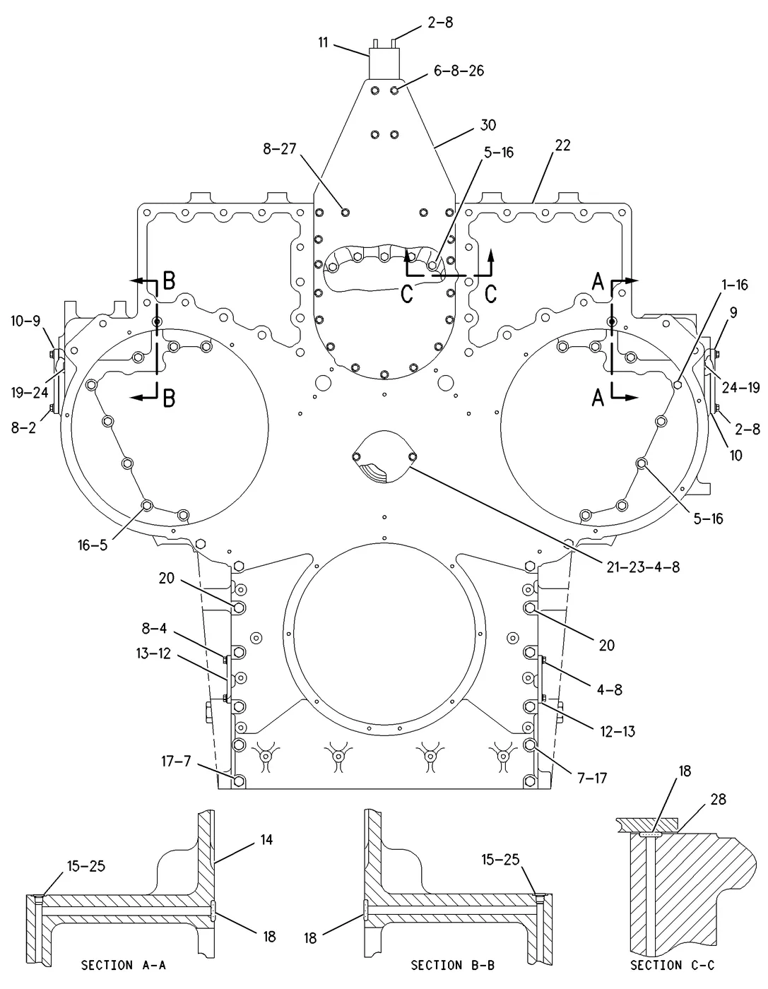 G3612 · BASIC ENGINE · 196-4653 CAT parts diagram
