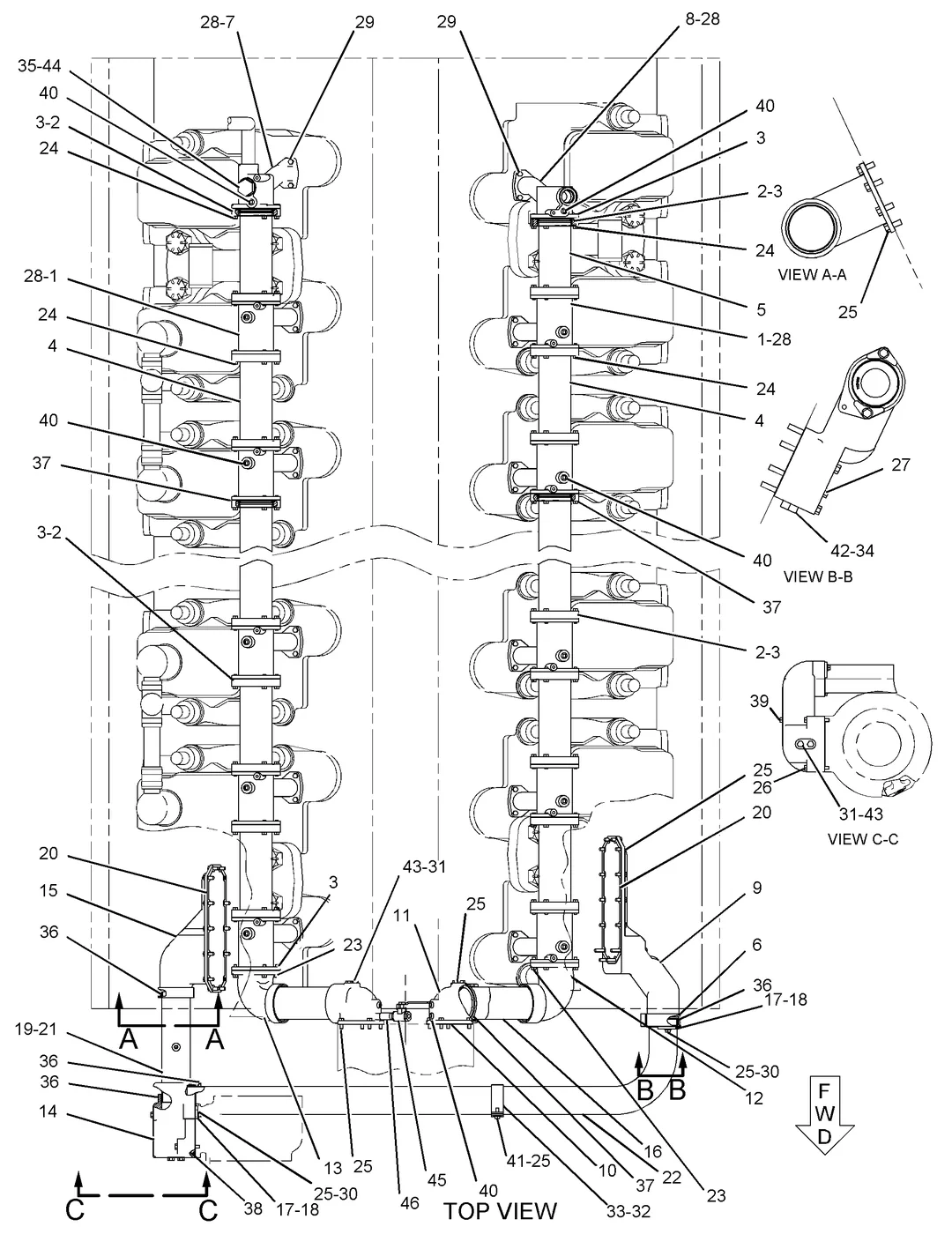 G3616 · COOLING SYSTEM · 246-6159 CAT parts diagram